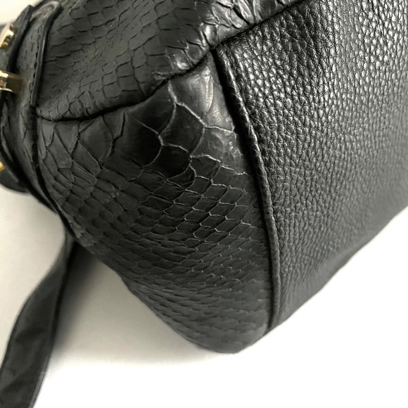 😍🌻 Steve Madden Medium Purse Satchel Shoulder Bag Black Snake Vegan Leather - Picture 6 of 14